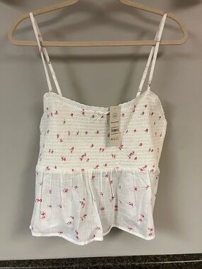 NWT NOBO rosebud smocked babydoll cami top adjustable strap xl 16/18